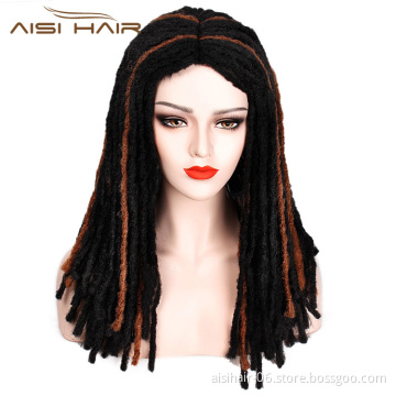 Aisi Hair Synthetic Wigs For Black Wome Afro Crochet Braids Twist Jumbo Dreadlocks Faux Locs Hairstyle Long Mixed Colors Wigs